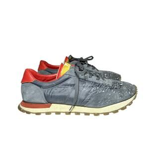 Maison Margiela Men's 22 Retro Runner Gray Paint Splatter Low Top Sneakers 46